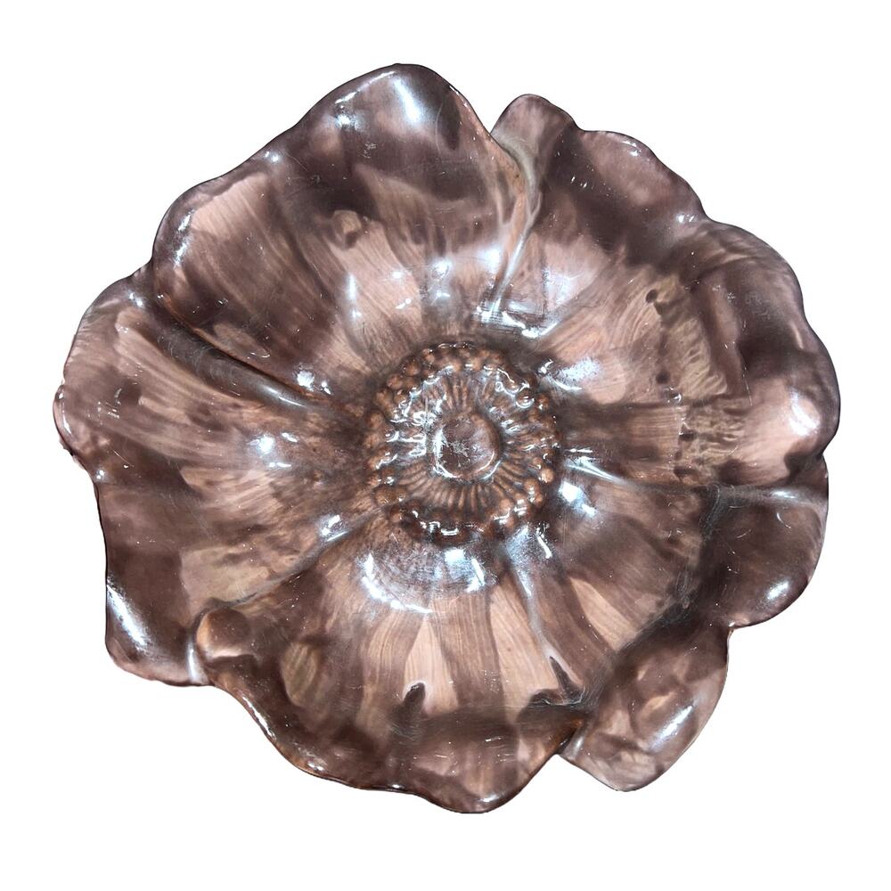 Stangl Terra Rose 3410 7 Poppy Flower Bowl 11” Hand Painted USA Vintage